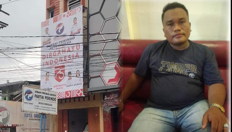 Kantor Partai Perindo dan Ketua DPD Bela Nusantara Indonesia Kota Sibolga, Apul Marito Lumbanbatu.