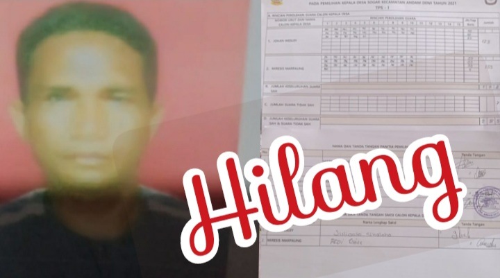 Miresis Marpaung Kepala Desa Sogar terpilih yang dinyatakan hilang sejah hari pencoblosan surat suara