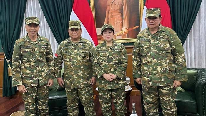 Ketua DPR RI Puan Maharani Mengobrol dengan Presiden Prabowo, Jokowi dan SBY Sebelum Ikut Kegiatan Upacara Parade Senja di Retret Kepala Daerah