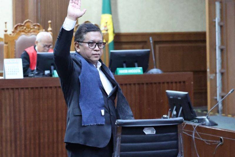 Sekretaris Jenderal Partai PDI-P Hasto Kristiyanto di Pengadilan Negeri Jakarta Pusat